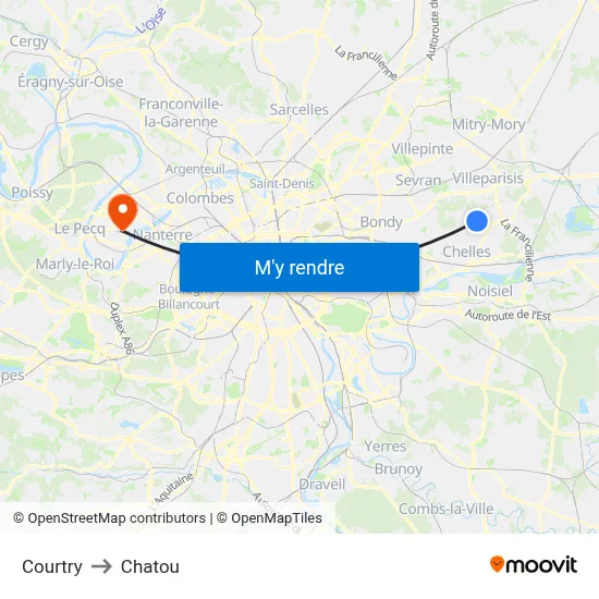 Courtry to Chatou map