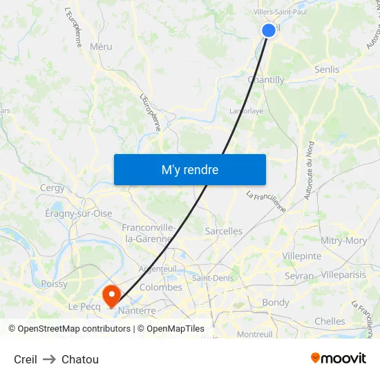 Creil to Chatou map