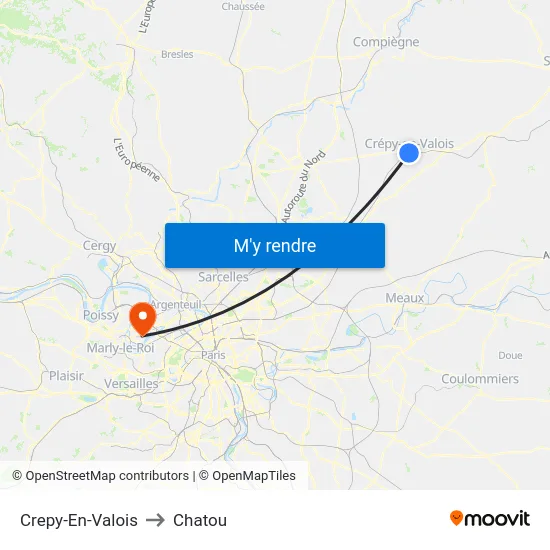 Crepy-En-Valois to Chatou map