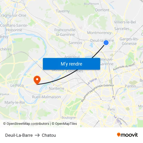 Deuil-La-Barre to Chatou map