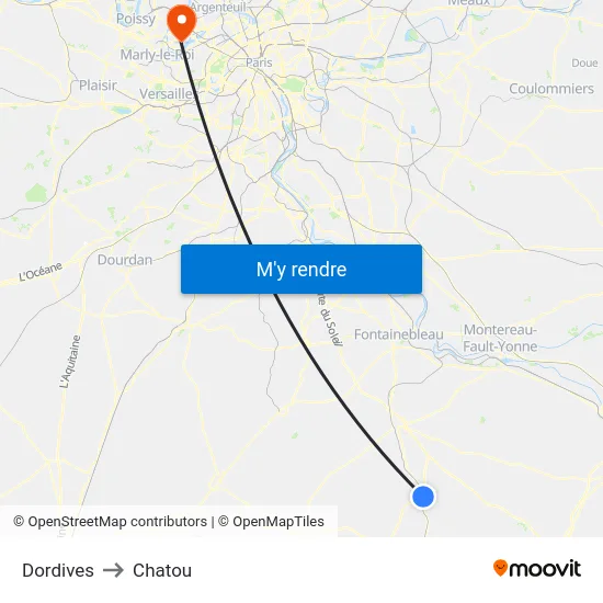 Dordives to Chatou map