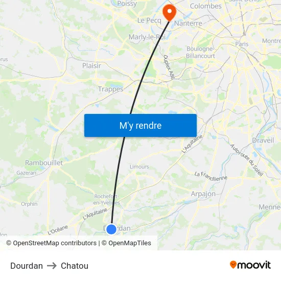 Dourdan to Chatou map
