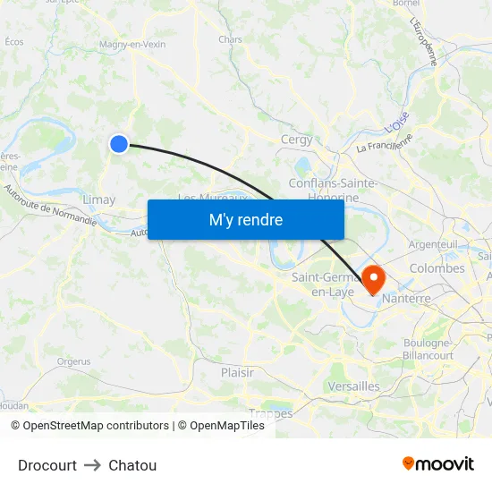 Drocourt to Chatou map