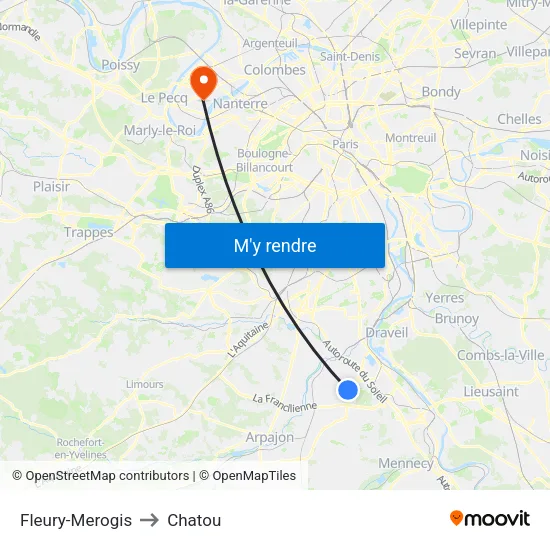 Fleury-Merogis to Chatou map