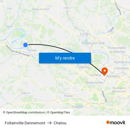 Follainville-Dennemont to Chatou map