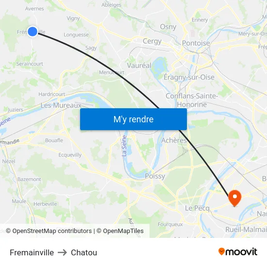 Fremainville to Chatou map