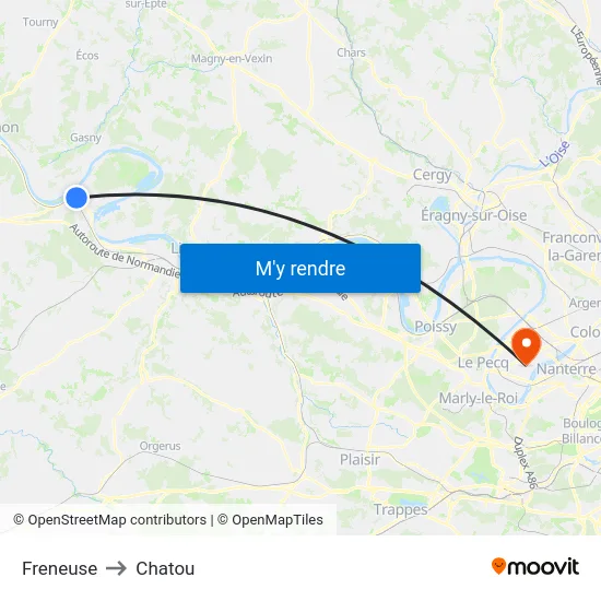 Freneuse to Chatou map
