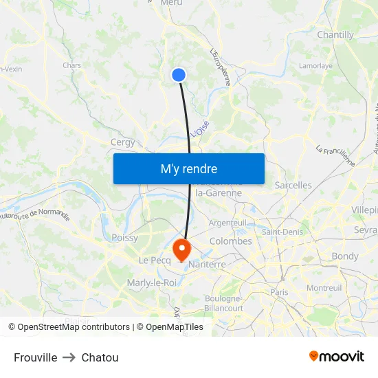 Frouville to Chatou map