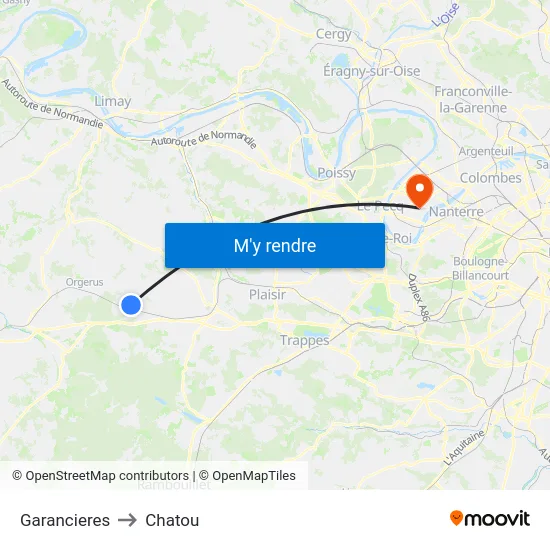 Garancieres to Chatou map