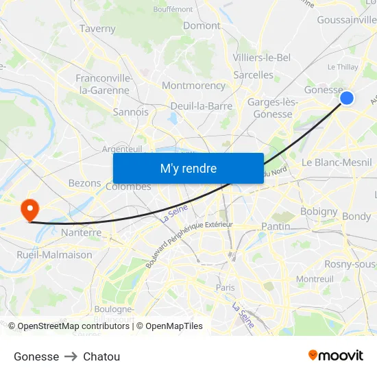 Gonesse to Chatou map