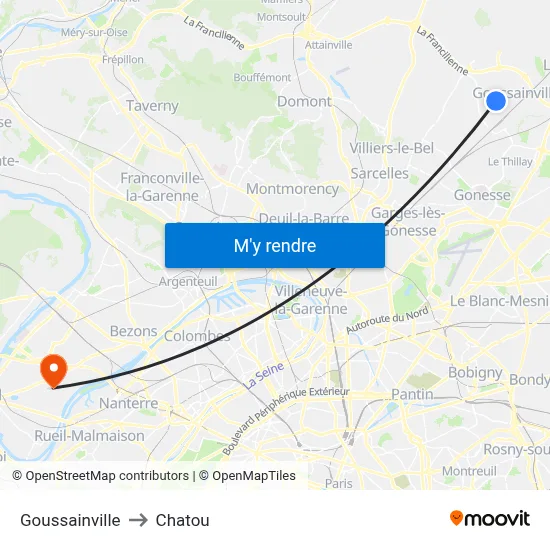 Goussainville to Chatou map