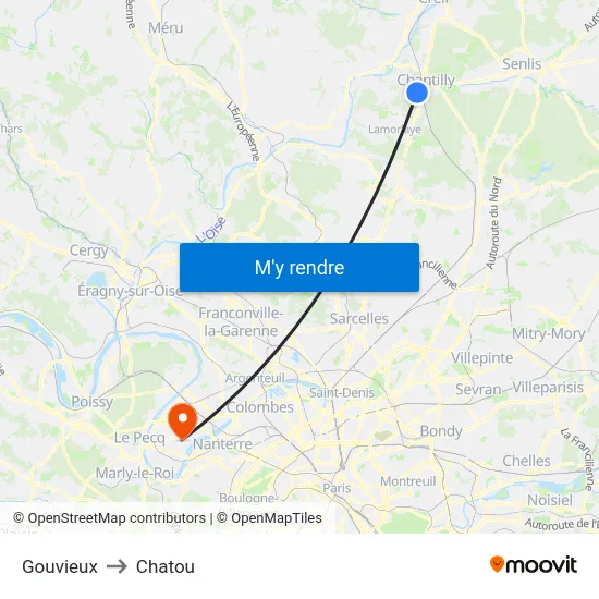 Gouvieux to Chatou map