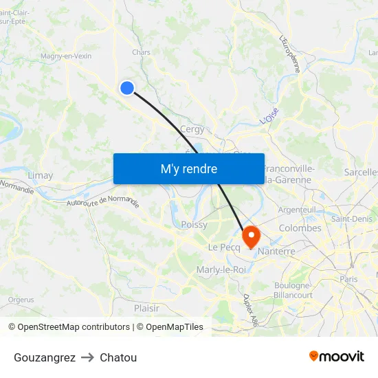 Gouzangrez to Chatou map
