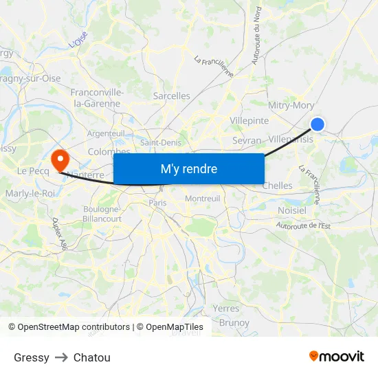 Gressy to Chatou map