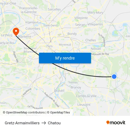 Gretz-Armainvilliers to Chatou map