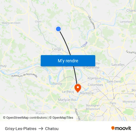 Grisy-Les-Platres to Chatou map