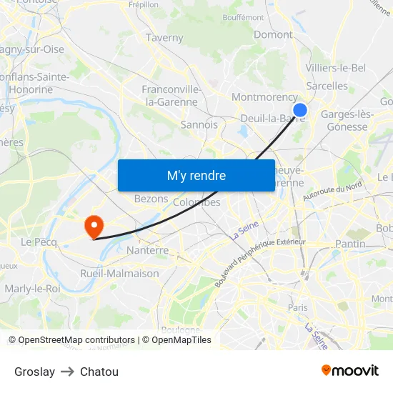 Groslay to Chatou map