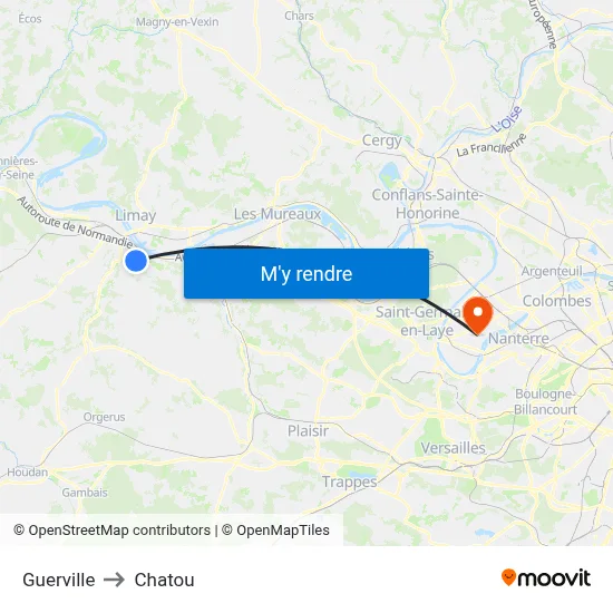 Guerville to Chatou map