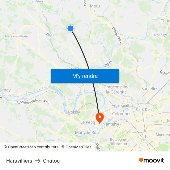 Haravilliers to Chatou map