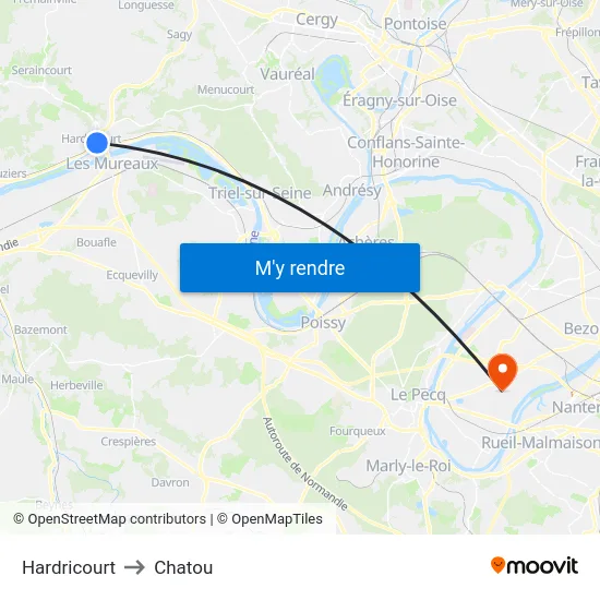 Hardricourt to Chatou map
