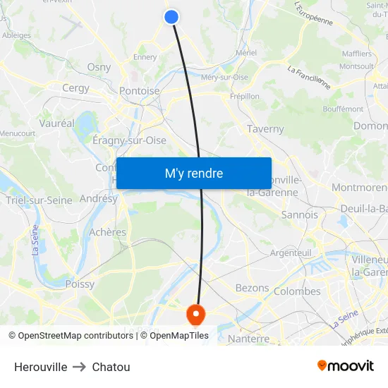 Herouville to Chatou map