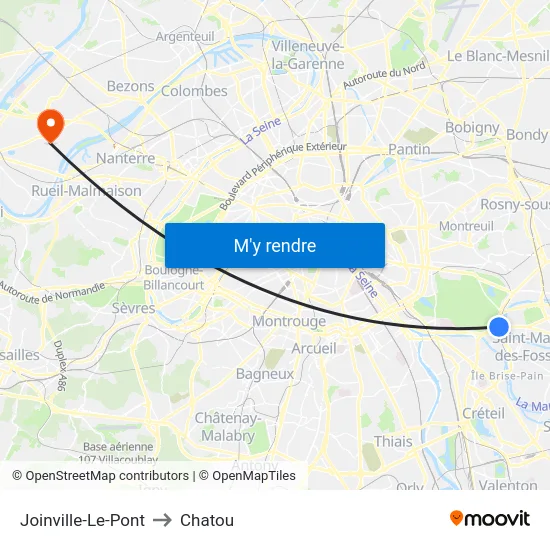 Joinville-Le-Pont to Chatou map
