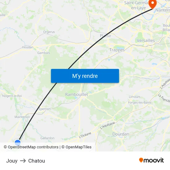 Jouy to Chatou map