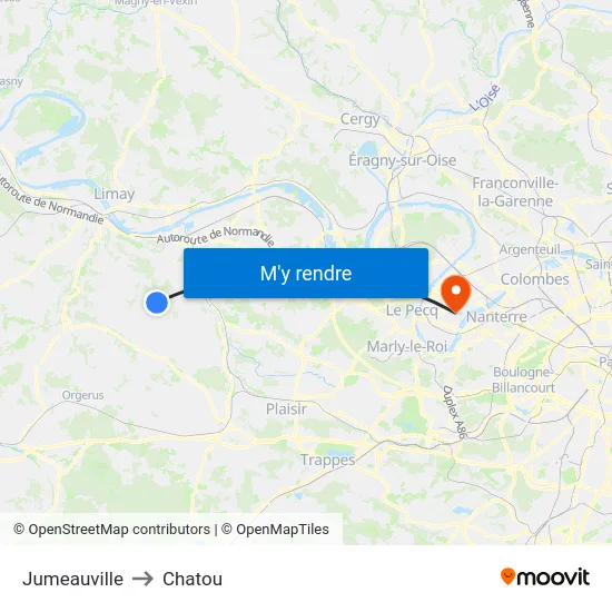 Jumeauville to Chatou map