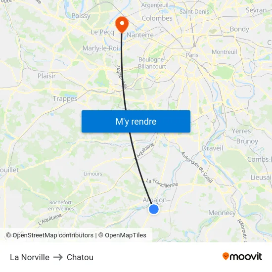 La Norville to Chatou map