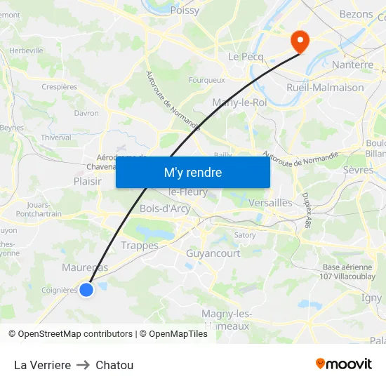 La Verriere to Chatou map