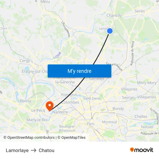 Lamorlaye to Chatou map