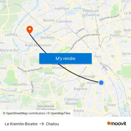 Le Kremlin-Bicetre to Chatou map