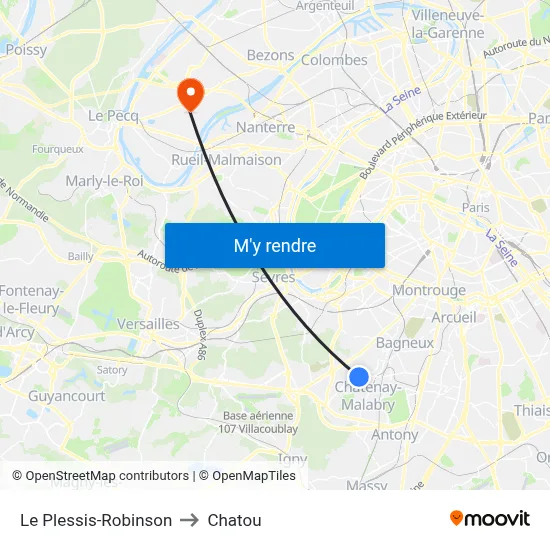 Le Plessis-Robinson to Chatou map