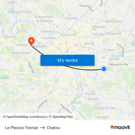 Le Plessis-Trevise to Chatou map