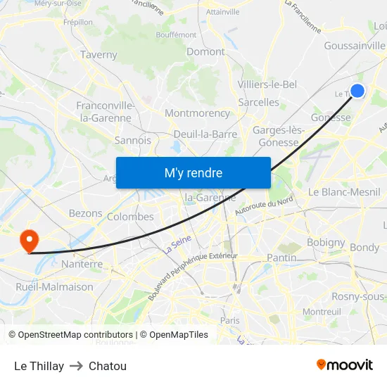 Le Thillay to Chatou map