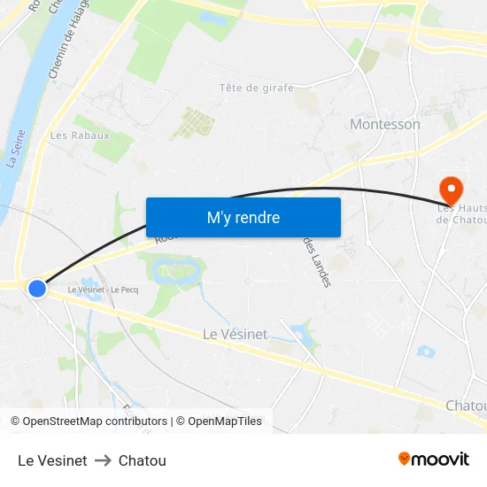 Le Vesinet to Chatou map