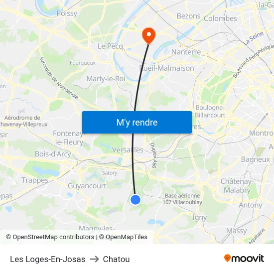 Les Loges-En-Josas to Chatou map