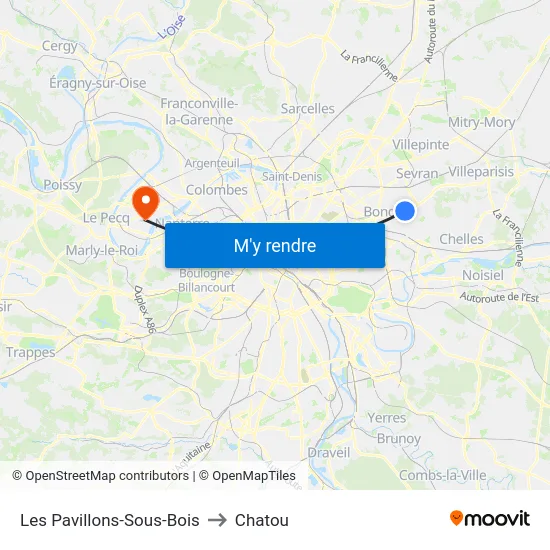 Les Pavillons-Sous-Bois to Chatou map