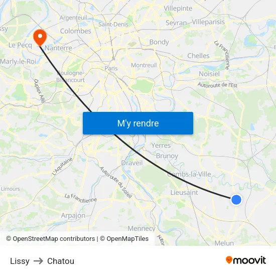 Lissy to Chatou map