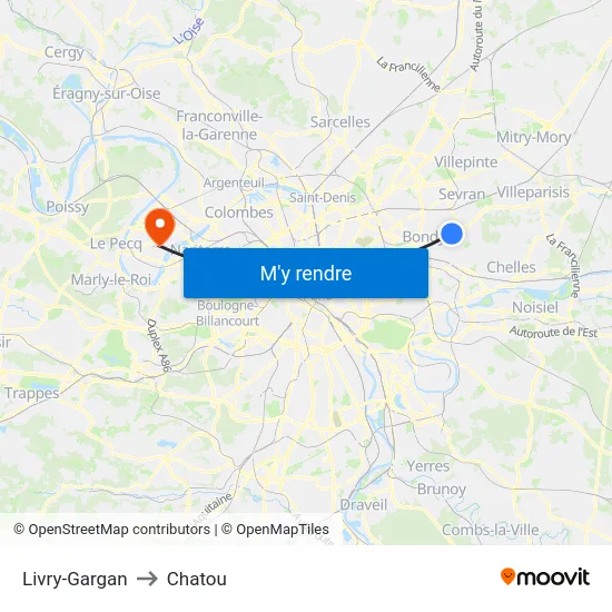 Livry-Gargan to Chatou map