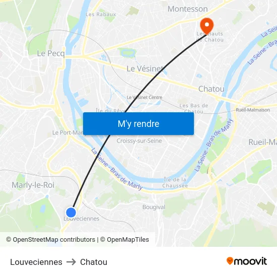 Louveciennes to Chatou map
