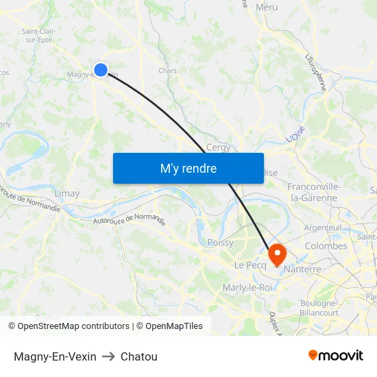Magny-En-Vexin to Chatou map