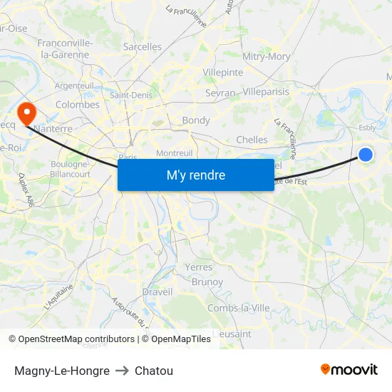 Magny-Le-Hongre to Chatou map