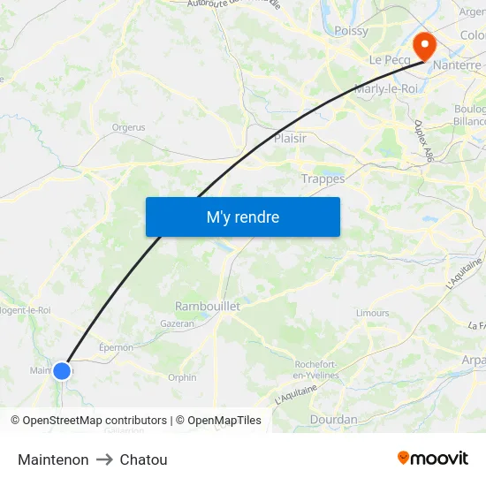 Maintenon to Chatou map