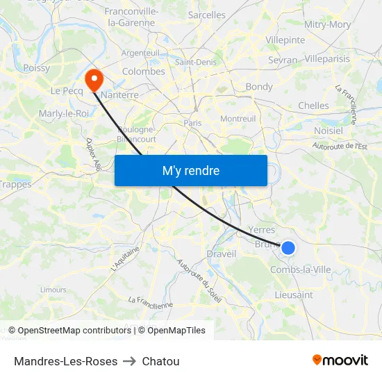 Mandres-Les-Roses to Chatou map
