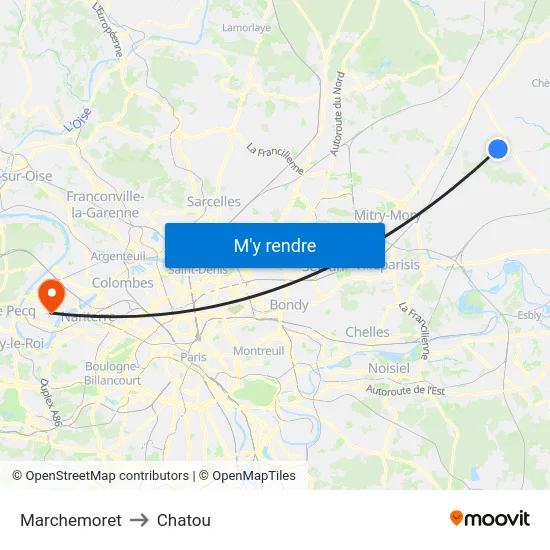 Marchemoret to Chatou map