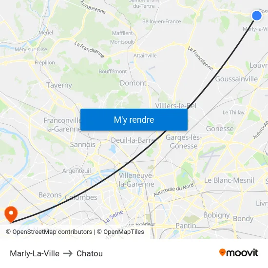 Marly-La-Ville to Chatou map