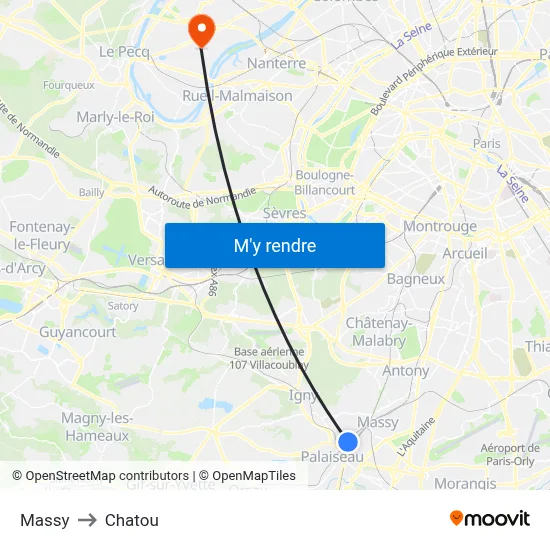 Massy to Chatou map
