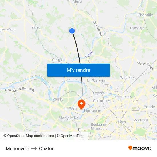 Menouville to Chatou map