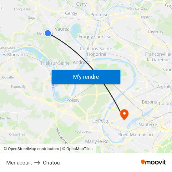 Menucourt to Chatou map